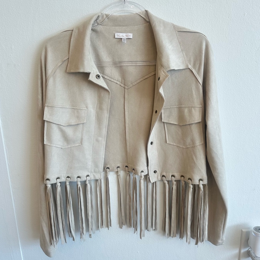 Whinston White Suede Fringe Western Jacket